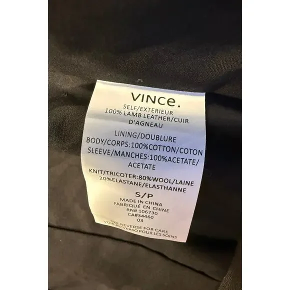 VINCE Lambskin Gray Leather Jacket Colorblock - Size small